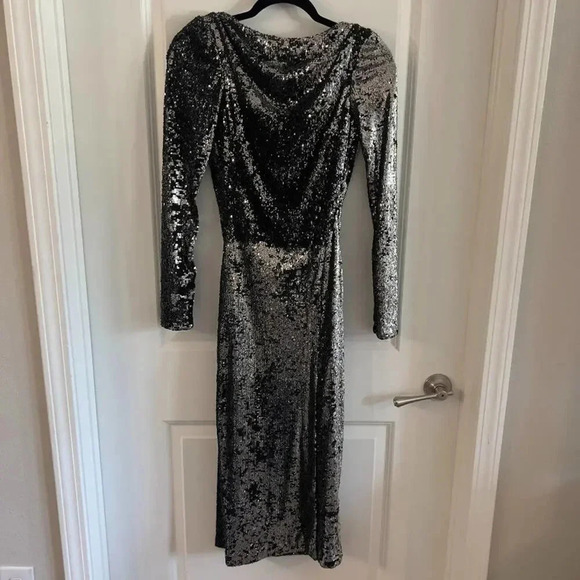 648 Cinq a Sept Julieann Dress In Silver and Black Size 0 - Picture 2 of 12